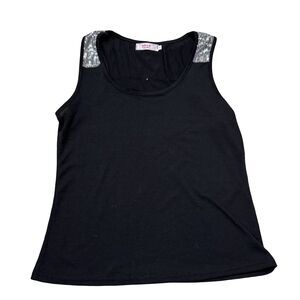 Overmal Medium Women’s black sequin Strap dressy tank top